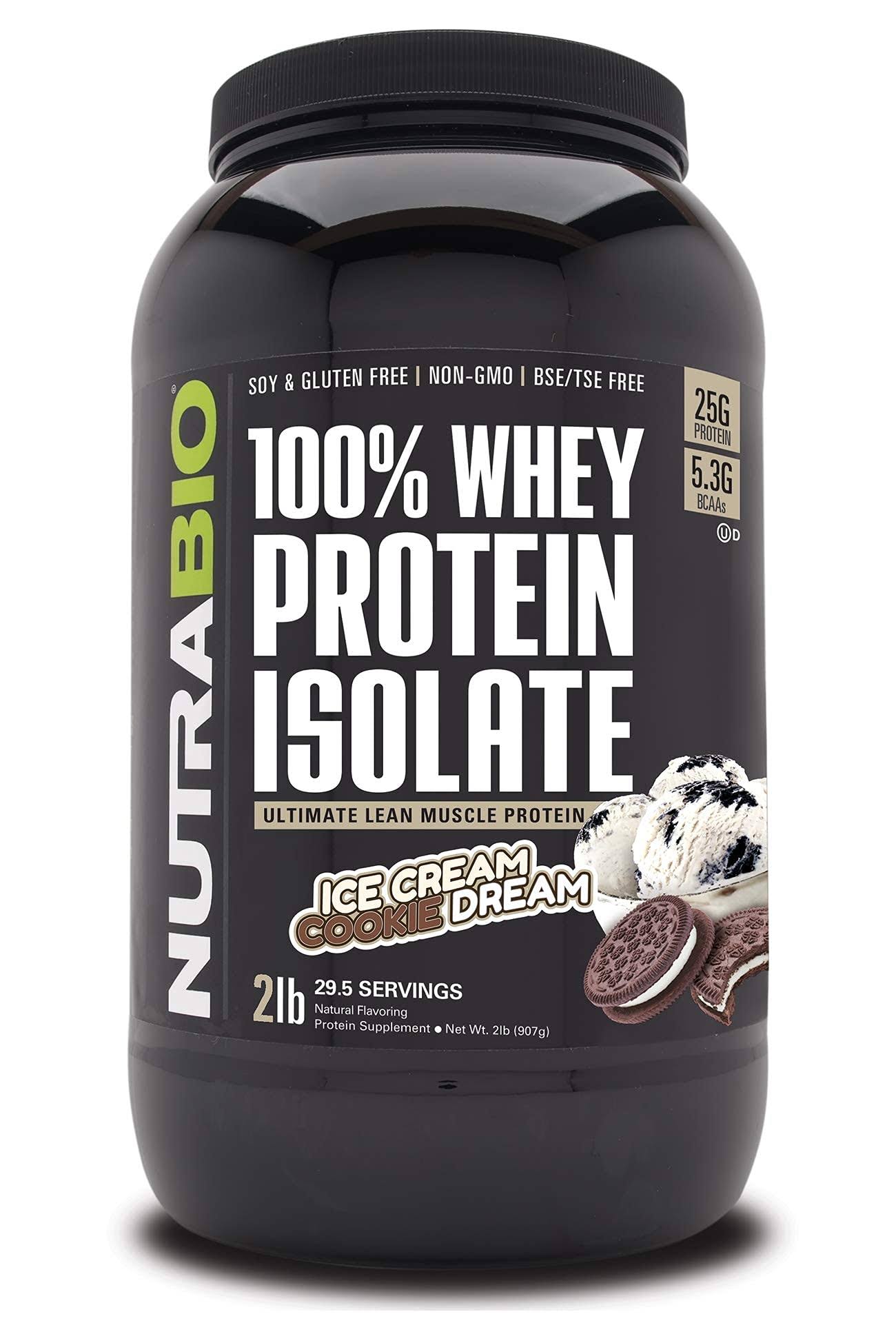 Nutrabio 100 Whey Protein Isolate Sports Supplement - Cookies and Cream, 2lb
