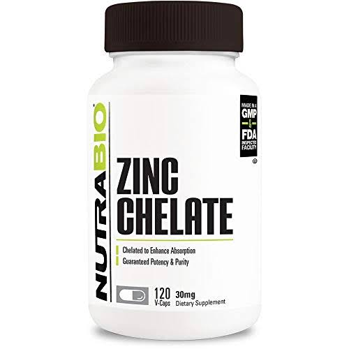 Nutrabio Zinc Chelated Dietary Supplement - 30mg, 120ct
