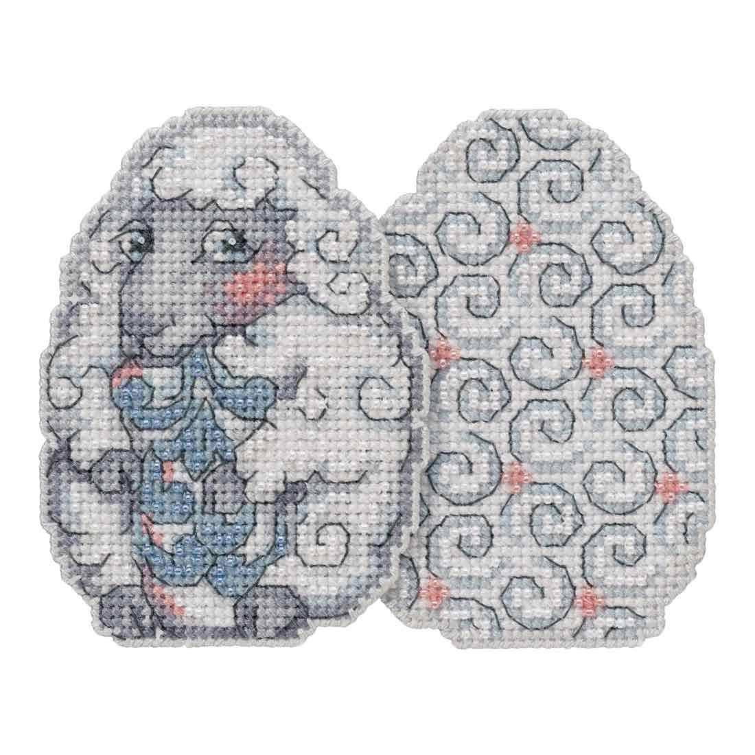 Sheep Egg Beaded Counted Cross Stitch Easter Ornament Kit Mill Hill 2018 Jim Shore Character Eggs JS181815