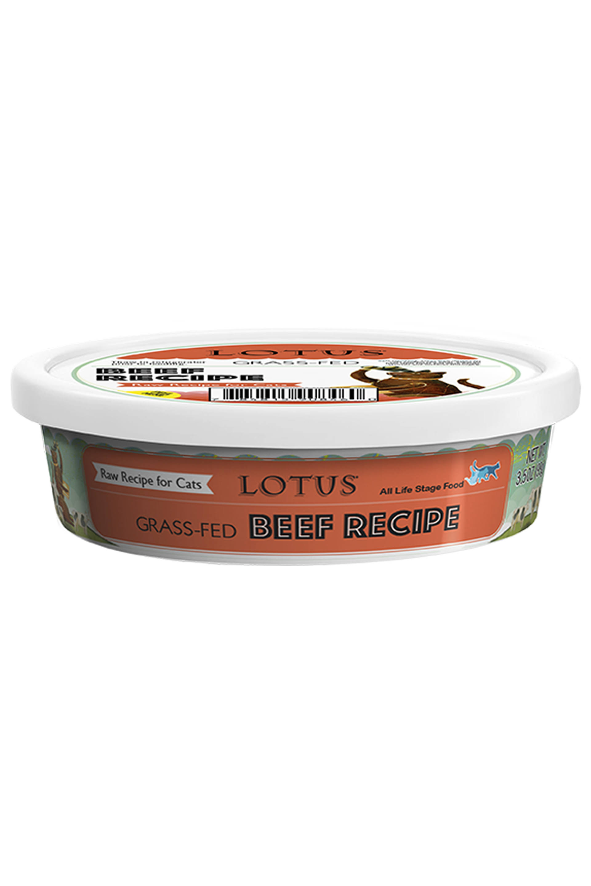 Lotus Grass-Fed Beef Raw Frozen Cat Food, 3.5-oz