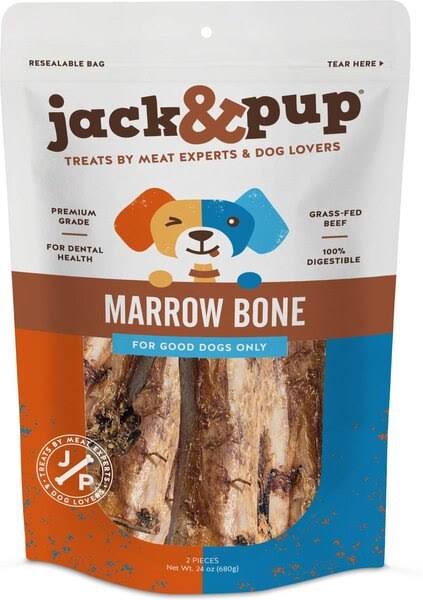 Jack and Pup Roasted Beef Marrow 6-in Bone Dog Treats ,