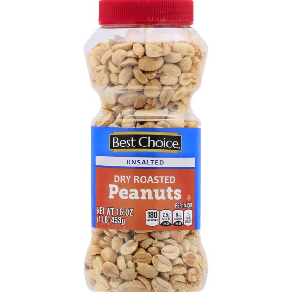 Best Choice Peanuts, Dry Roasted, Unsalted - 16 oz