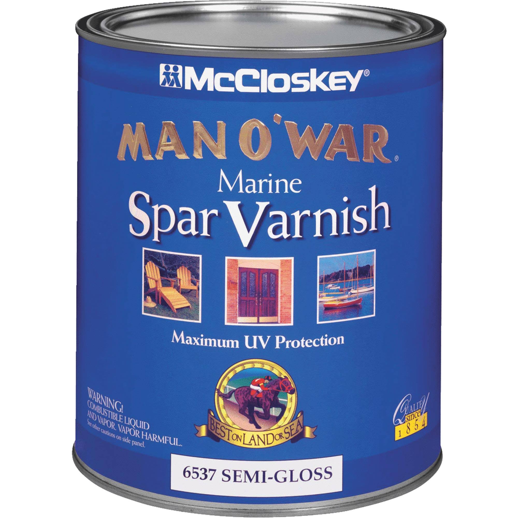 McCloskey 6537 Man O'WAR Marine Spar Varnish, Semi-Gloss, 1 Quart