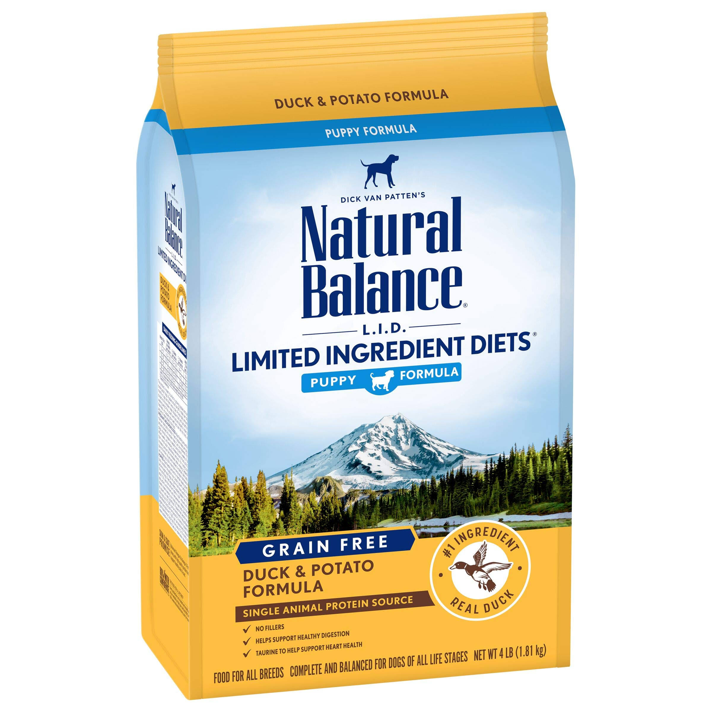 Natural Balance L.I.D. Limited Ingredient Diets Dog Food, Grain Free, Duck & Potato Formula, Puppy Formula - 4 lb