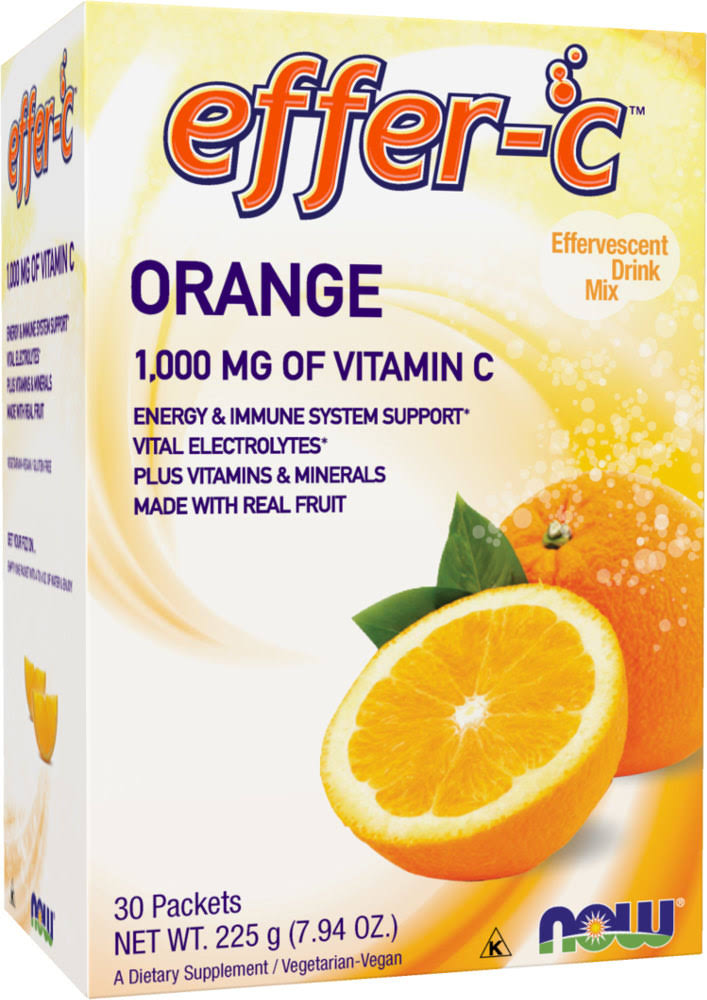 Now Foods Effer-C Orange Effervescent Drink Mix - 30 Packets