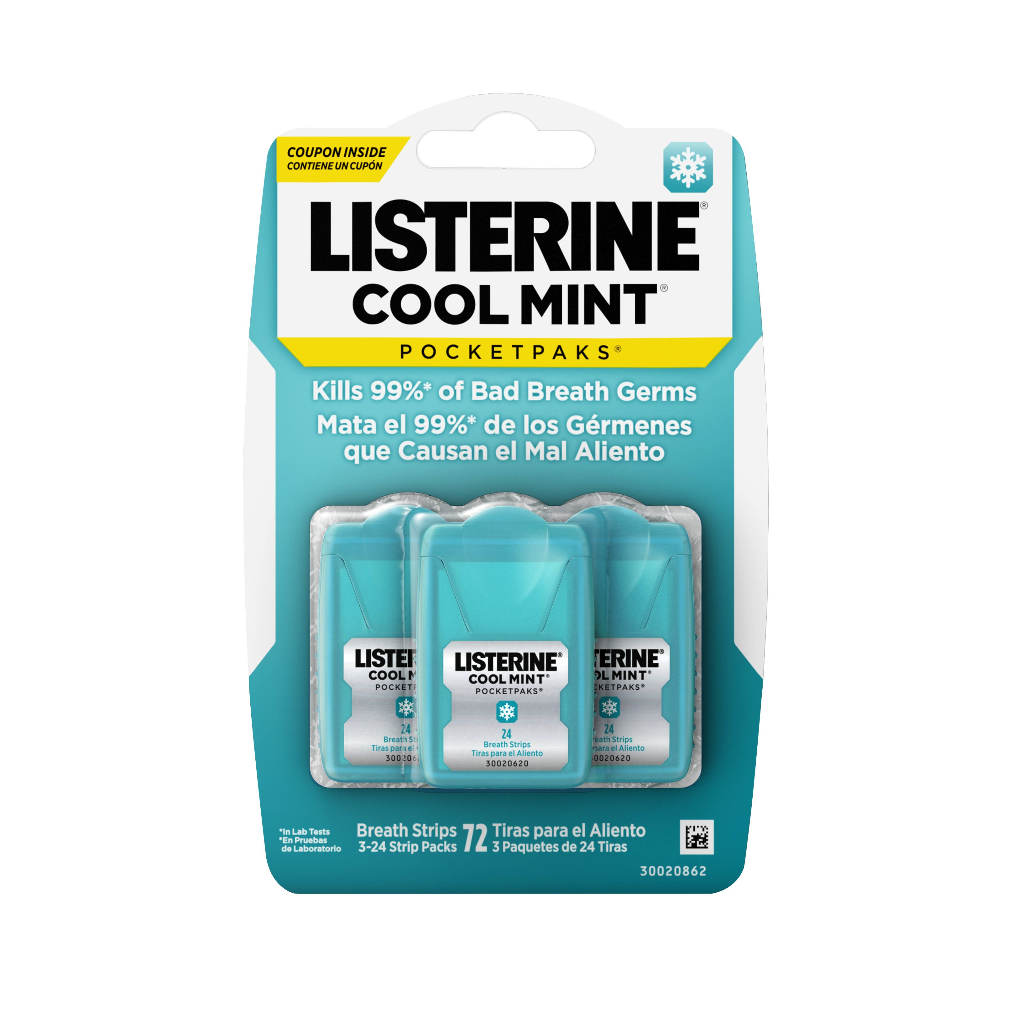 Listerine Pocketpaks Breath Strips - Cool Mint, 24 Count, 3 Pack