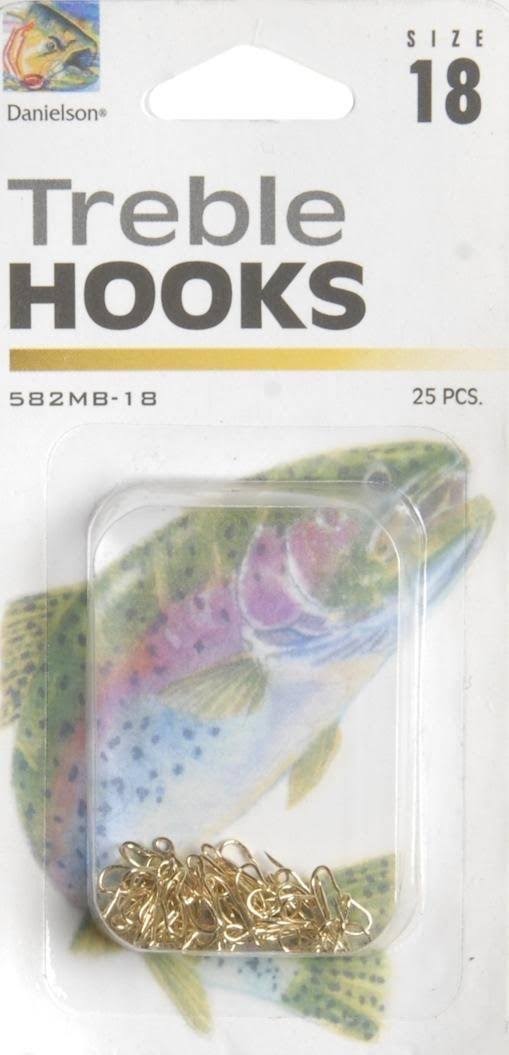 Danielson Treble MB Hook, Gold, Size 18, Pack of 25