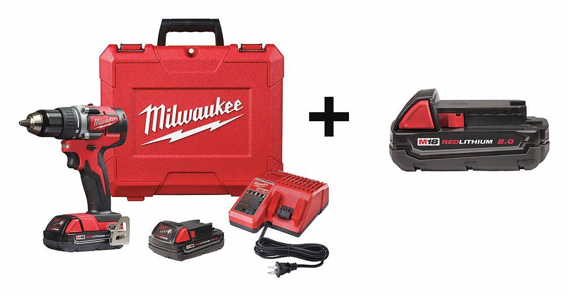 Milwaukee 2801-22CT M18 Cordless Compact Drill Driver Kit - Red