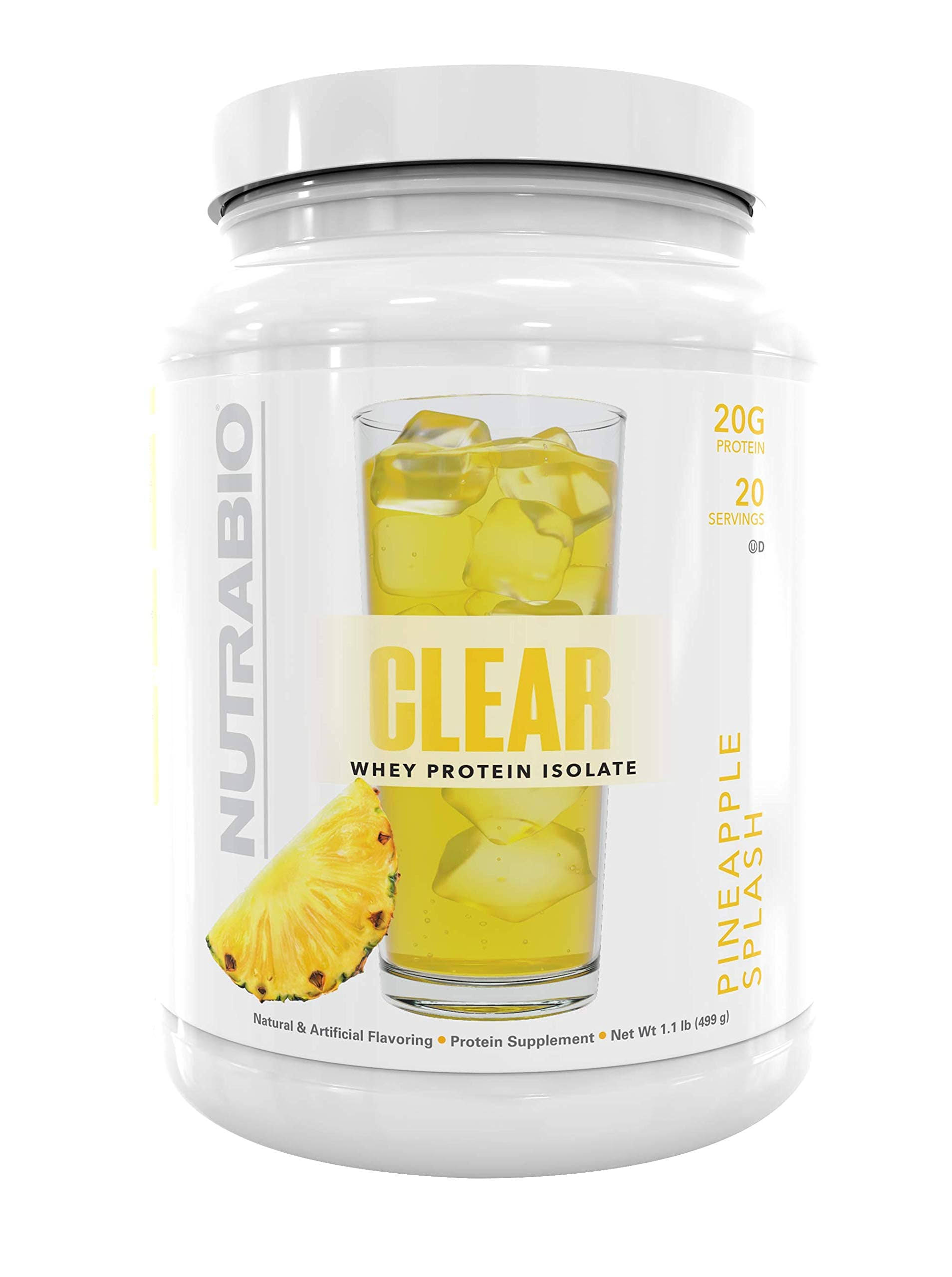 NutraBio Clear Whey Protein Isolate in Pineapple Splash | Gluten Free | Non-GMO | 498 Grams