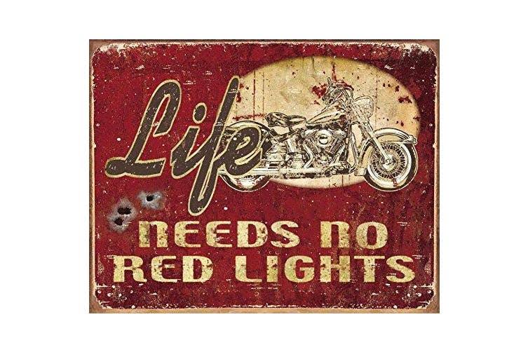 Desperate Enterprises 1535 Reproduction Motorcycle Metal Tin Sign - Life Needs No Red Lights