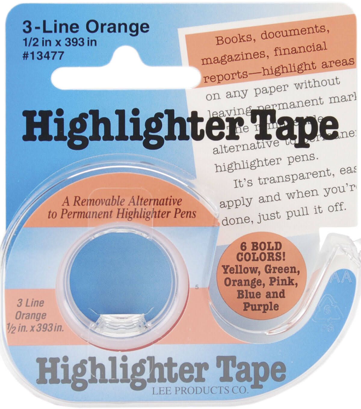 Spinrite Highlighter Tape - .5 x 393 in, Orange