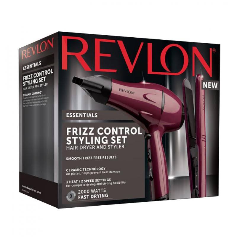 Revlon Frizz Control Ceramic 2000W Dryer & Straightner Styler Styling Gift Set