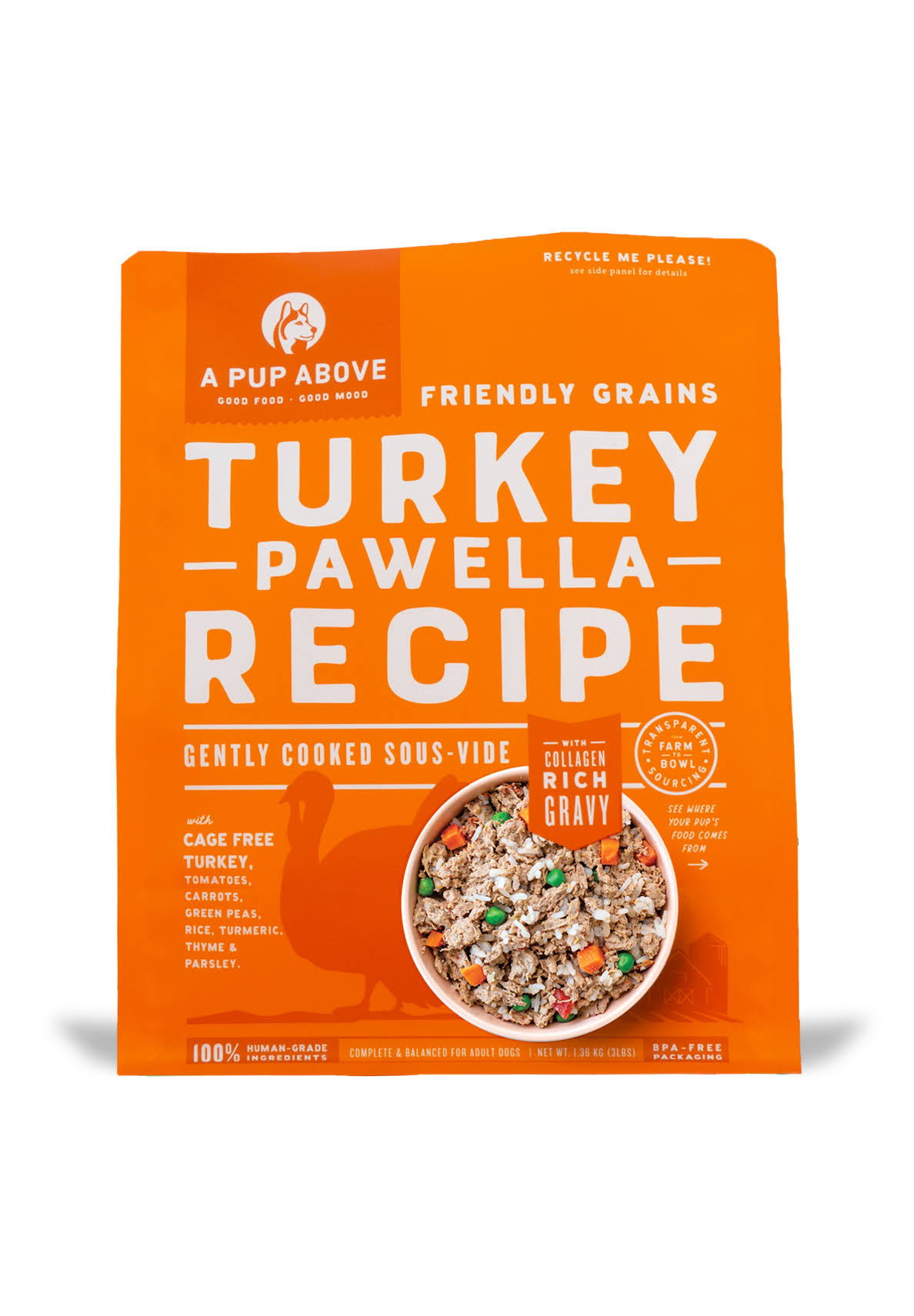 A Pup Above Turkey Pawella Gently Cooked Frozen Dog Food 1-lb
