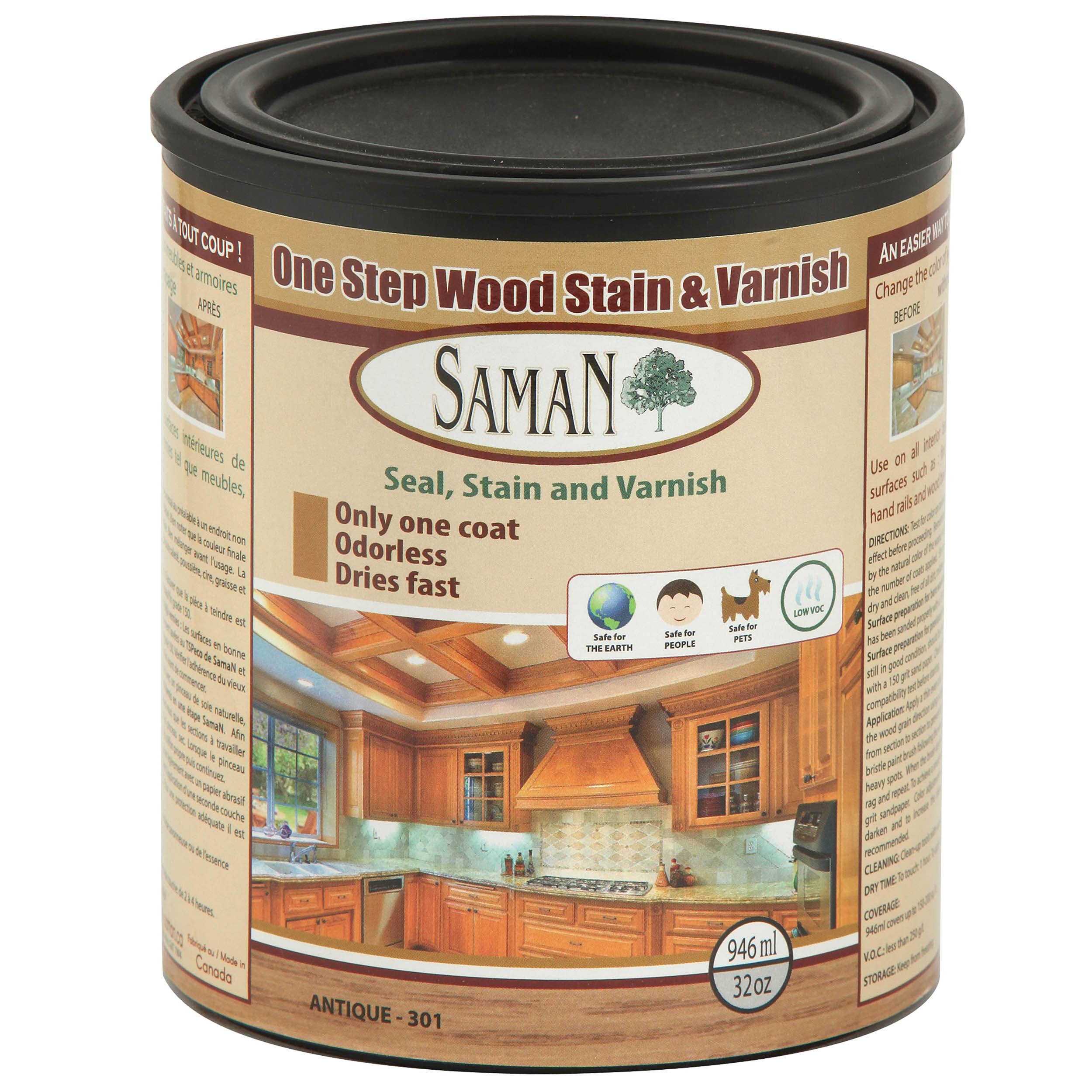 Saman Products Sam-301-1l Wood Finish Seal Stain and Varnish - 946ml, Antique
