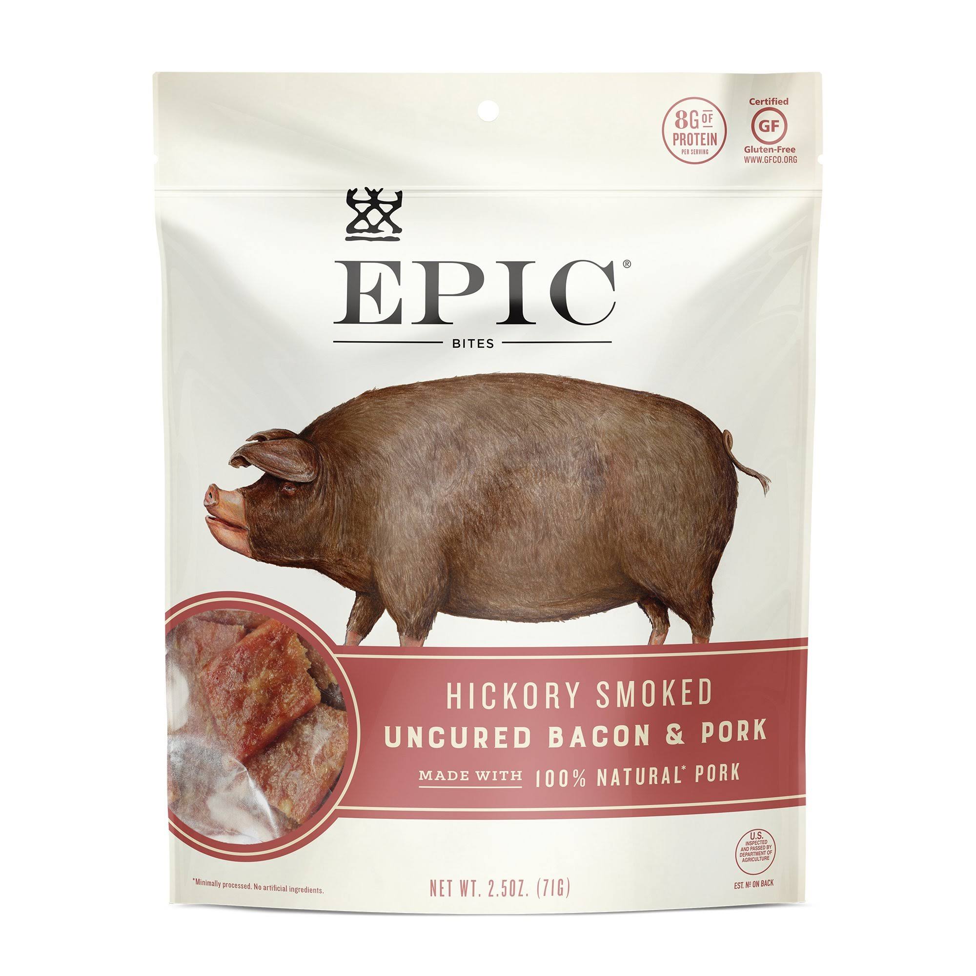 EPIC Uncured Bacon & Pork Bites Hickory Smoked 2.5 oz.