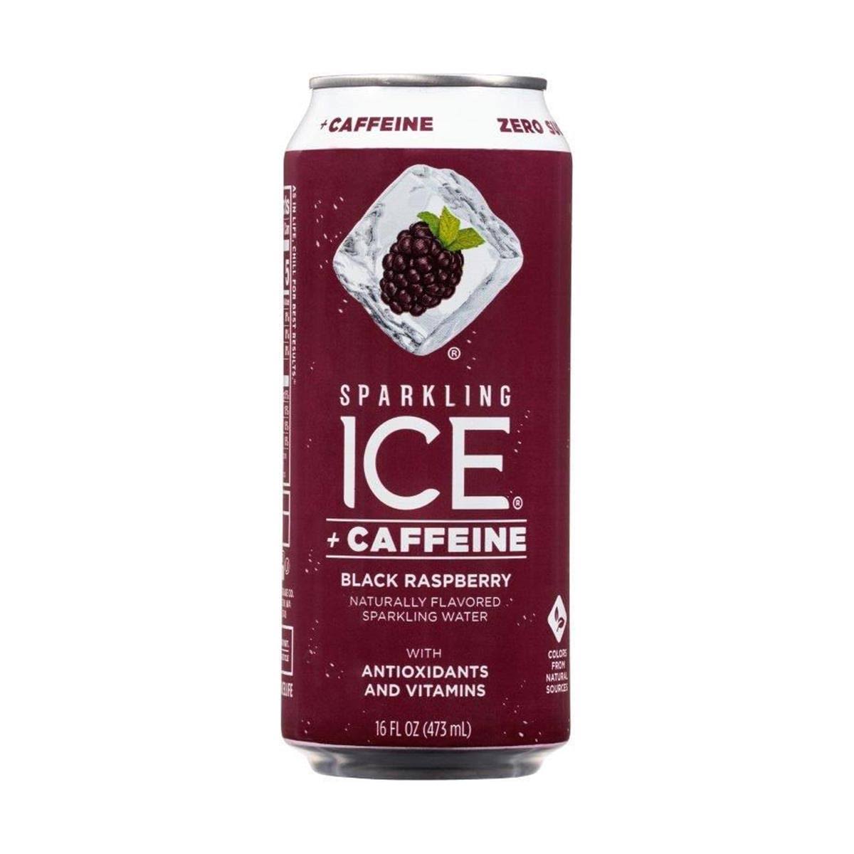 Sparkling Ice Sparkling Water, Zero Sugar, +Caffeine, Black Raspberry - 16 fl oz