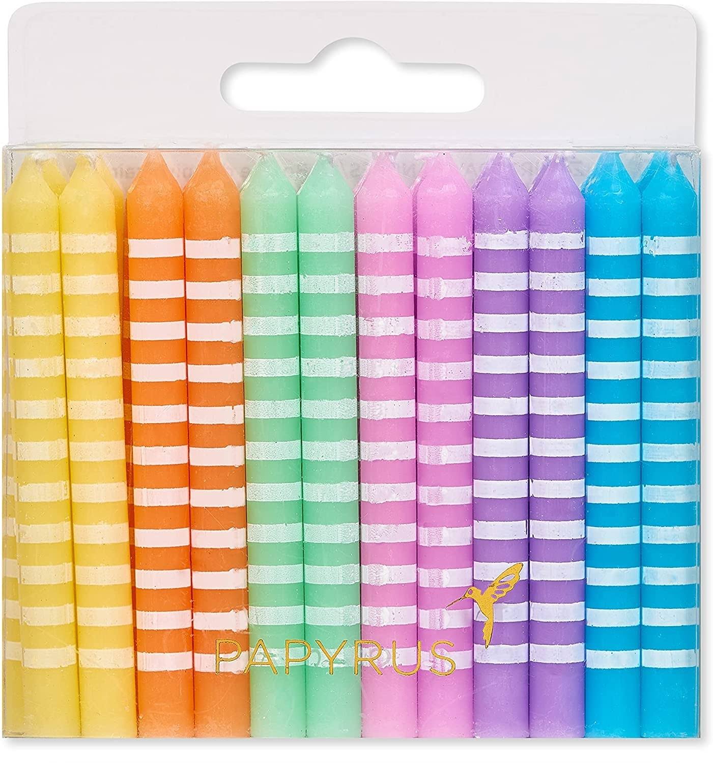 Papyrus Birthday Candles Pastel Stripes (24-Count)