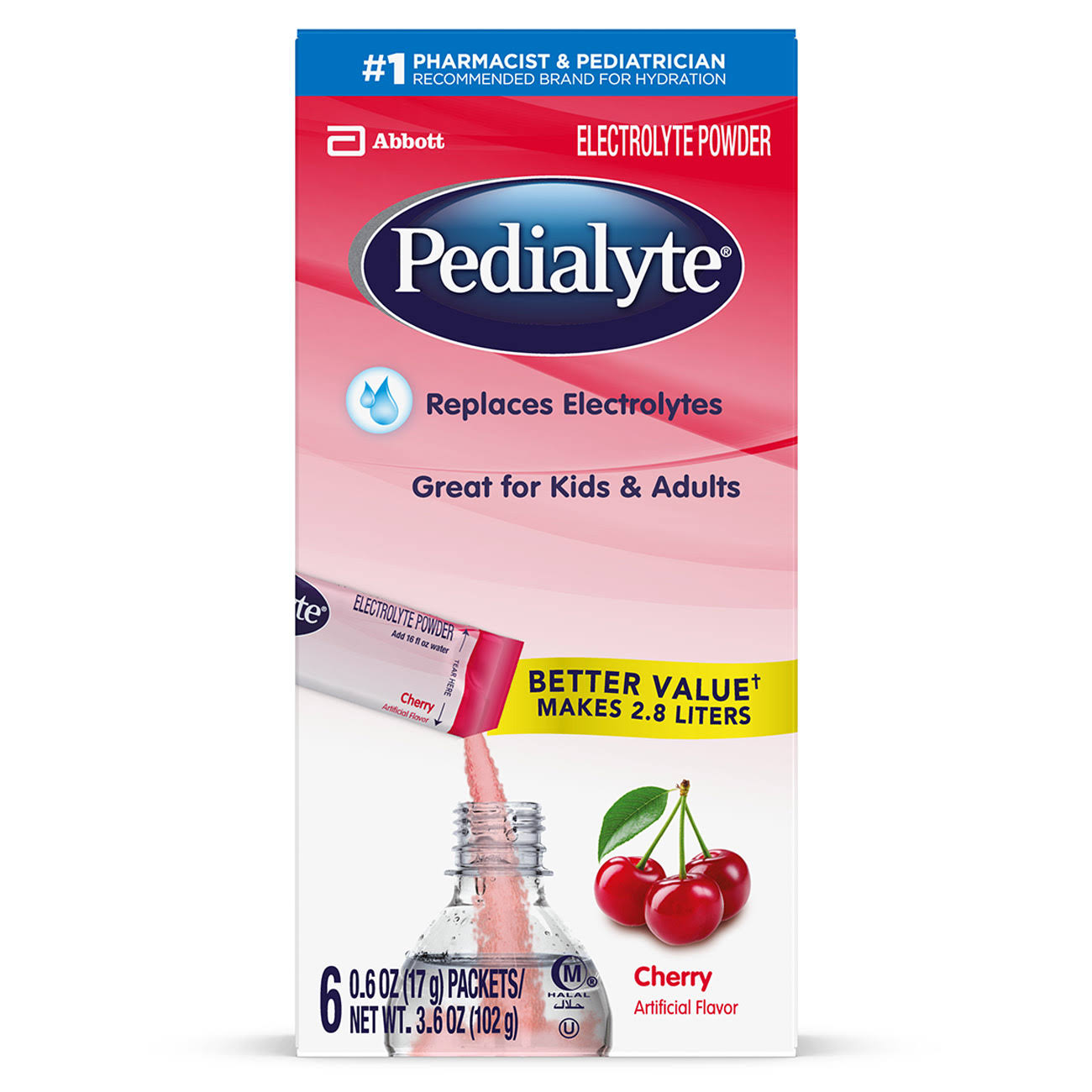 Pedialyte Cherry Electrolyte Powder - 6.6oz, 6pk