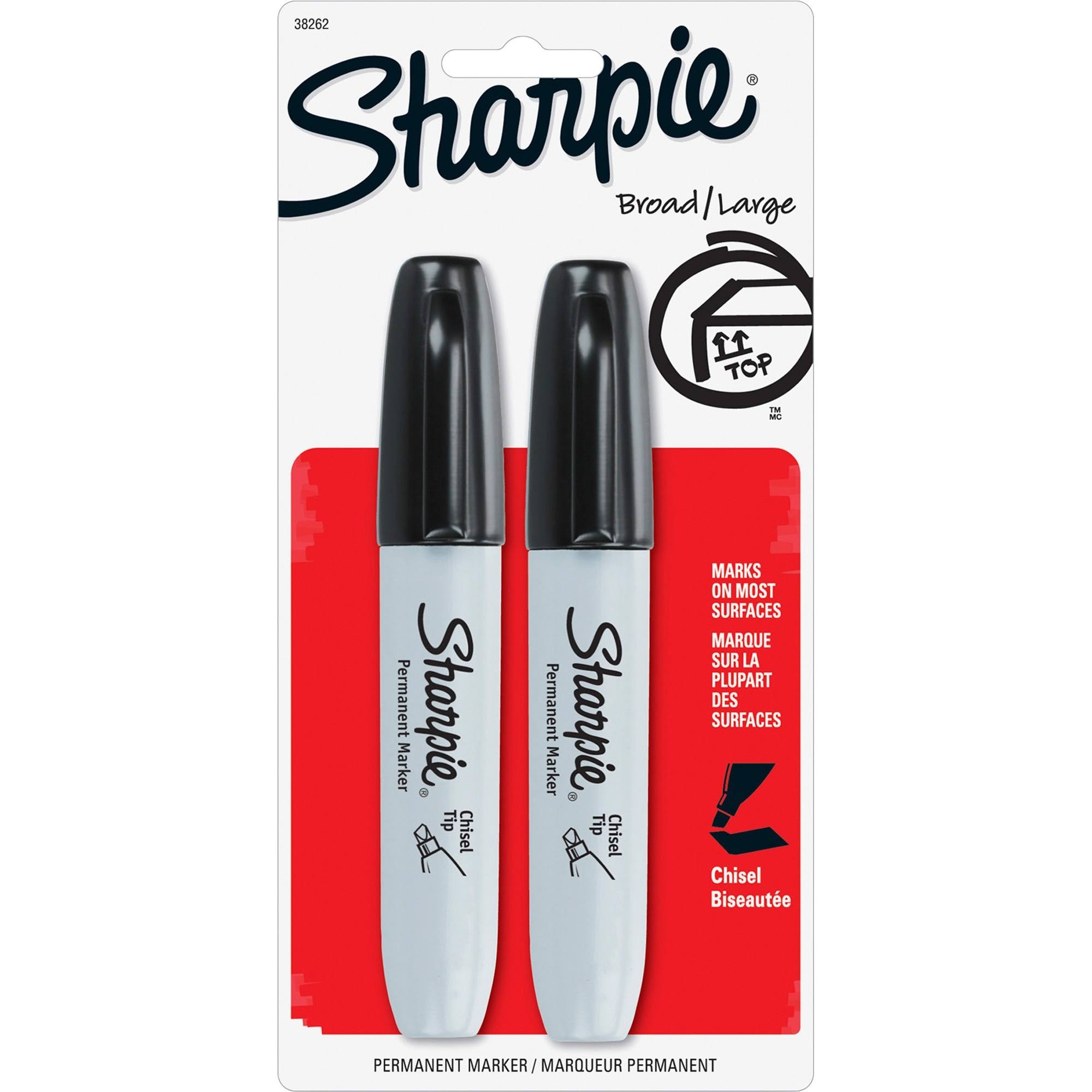 Sanford 38262PP Sharpie Marker Chisel Tip - Black, 2 Pack