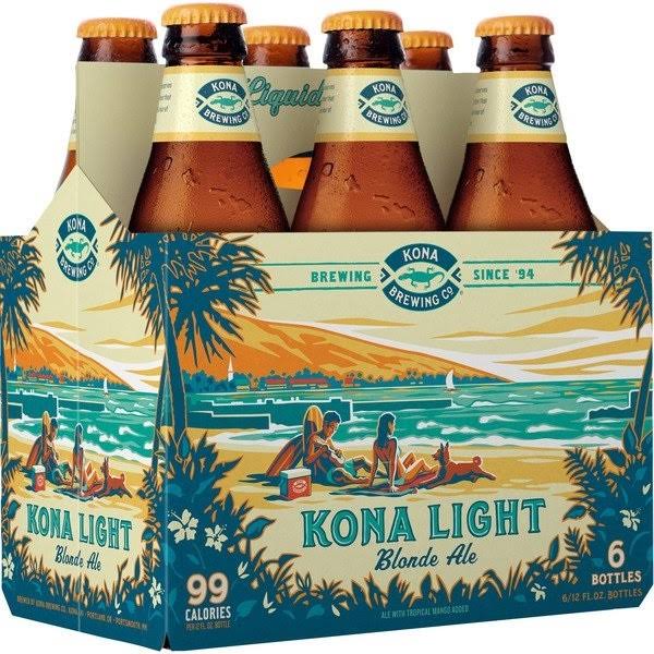 Kona Beer, Blonde Ale, Kanaha - 6 pack, 12 fl oz bottles