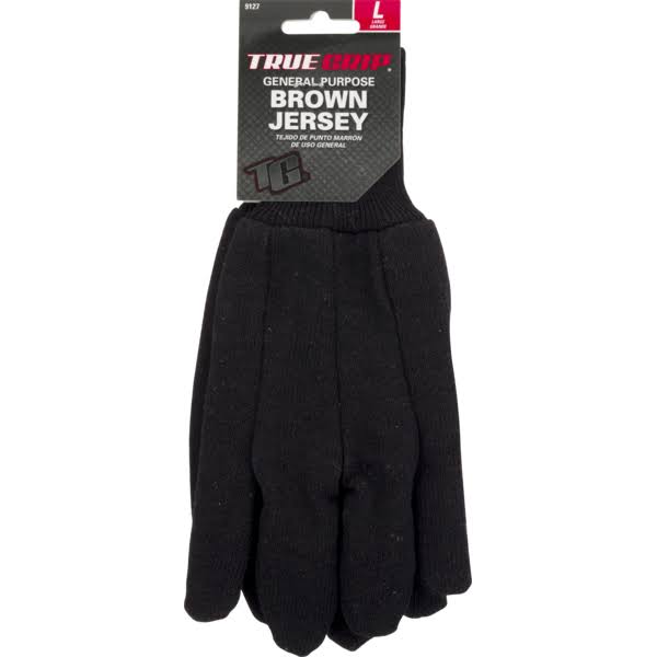 True Grip 9127-26 Men's Cotton Jersey Gloves - Brown, Large