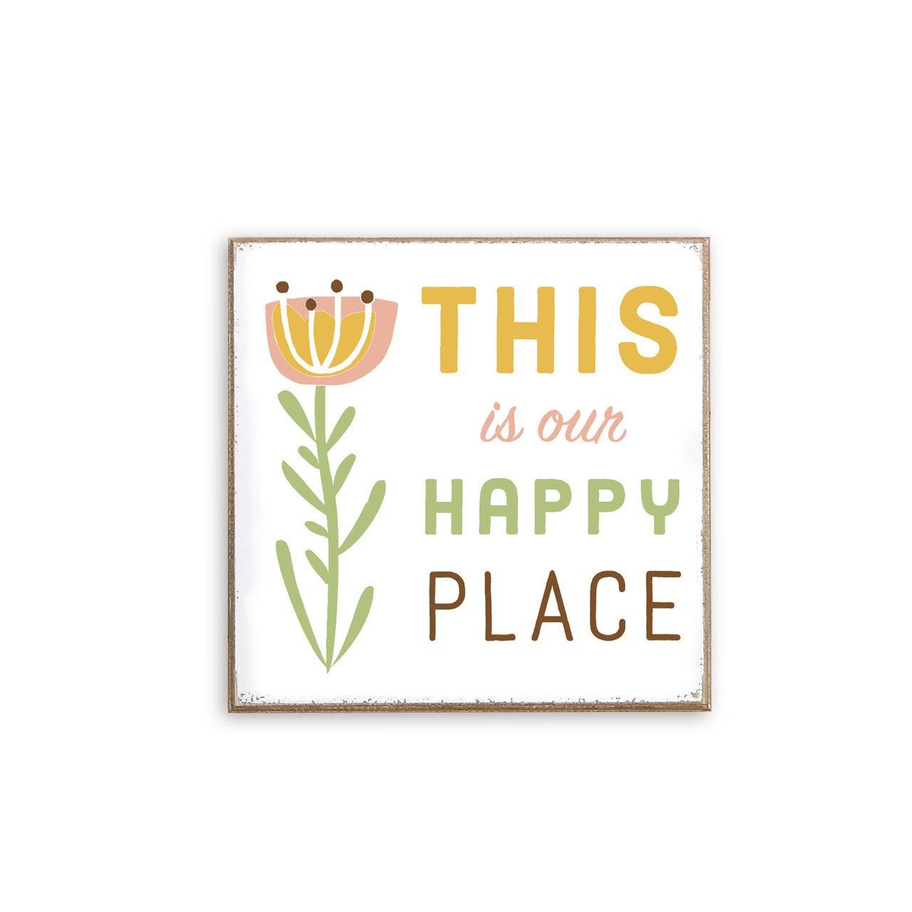 Happy Place Wall Art 8.5 Inches Sq