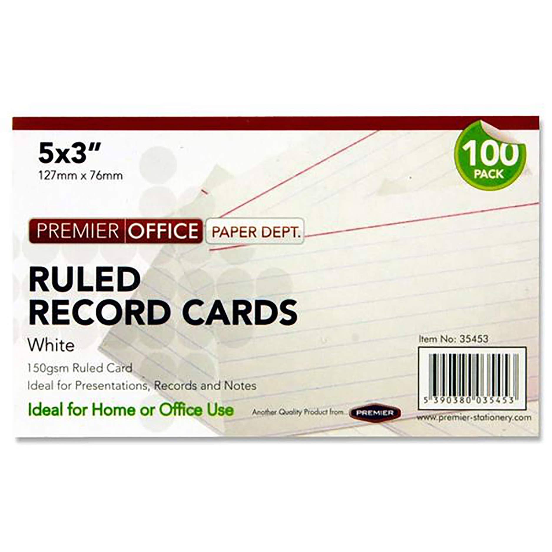 Premier Depot White Record Cards - x100