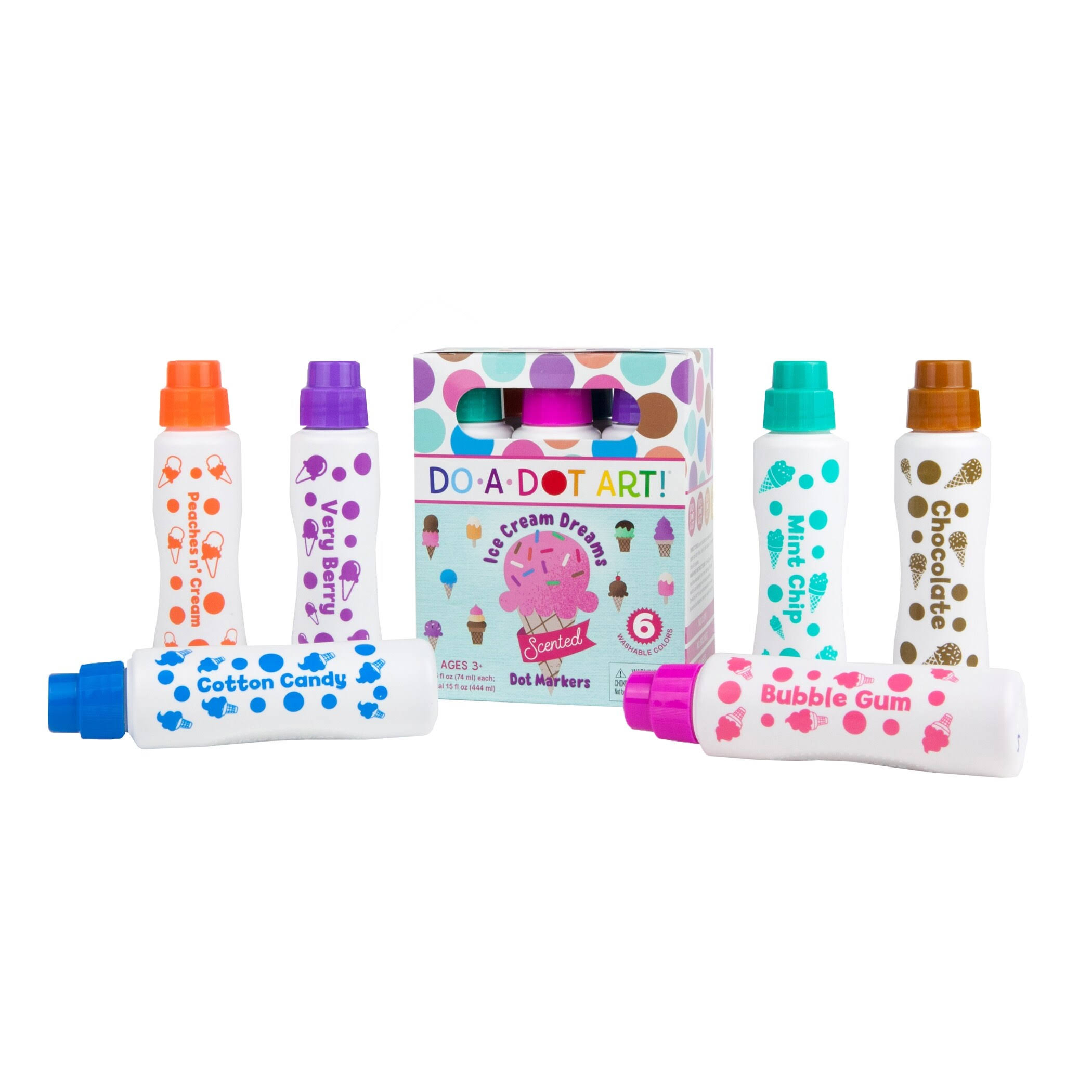 Ice Cream Scented Washable Dot Markers for Kids and Toddlers Set of 6