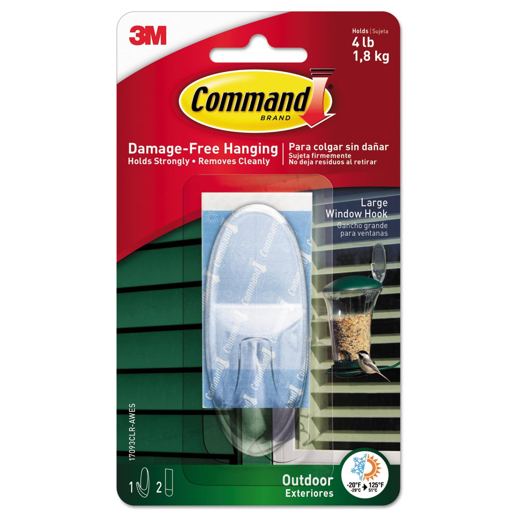 3M Command Outdoor Large Window Hook - Clear, 1pk