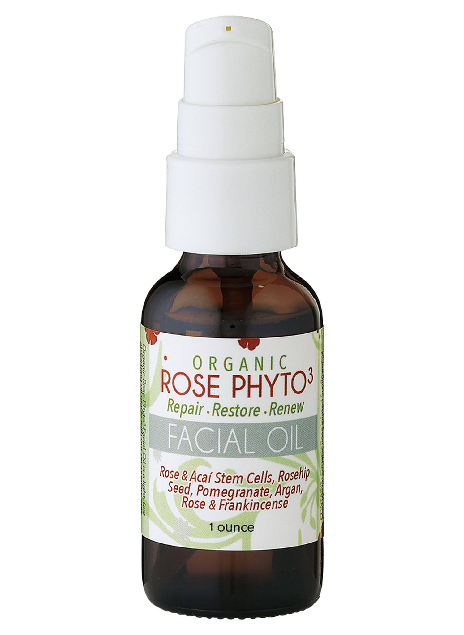 Organic Rose Phyto3 Facial Oil - 30ml Amber Glass -Hydrating Face Oil, Fast Absorbing great for Sensitive Skin - Cold Pressed Organic Oils