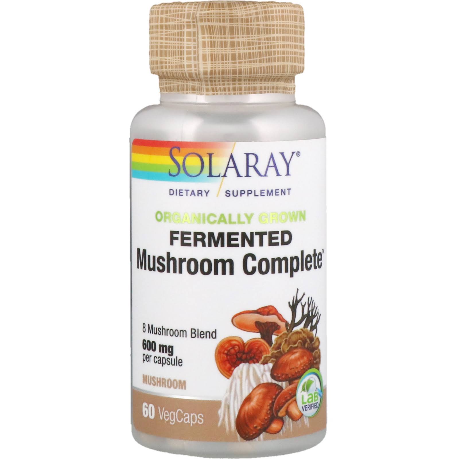 Solaray Organic Fermented Mushroom Complete Dietary Supplement - 60 Capsules