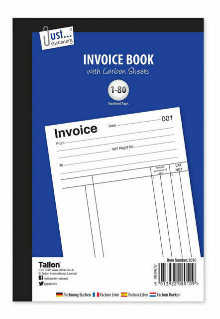 Just Stationery Numbered Cash 1-80 Invoice Book
