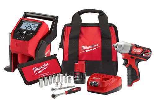 Milwaukee Tool 2463-21RS: Milwaukee M12 12 V Lithium-Ion Cordless 3/8 in. Impact Wrench and Inflator Combo Kits