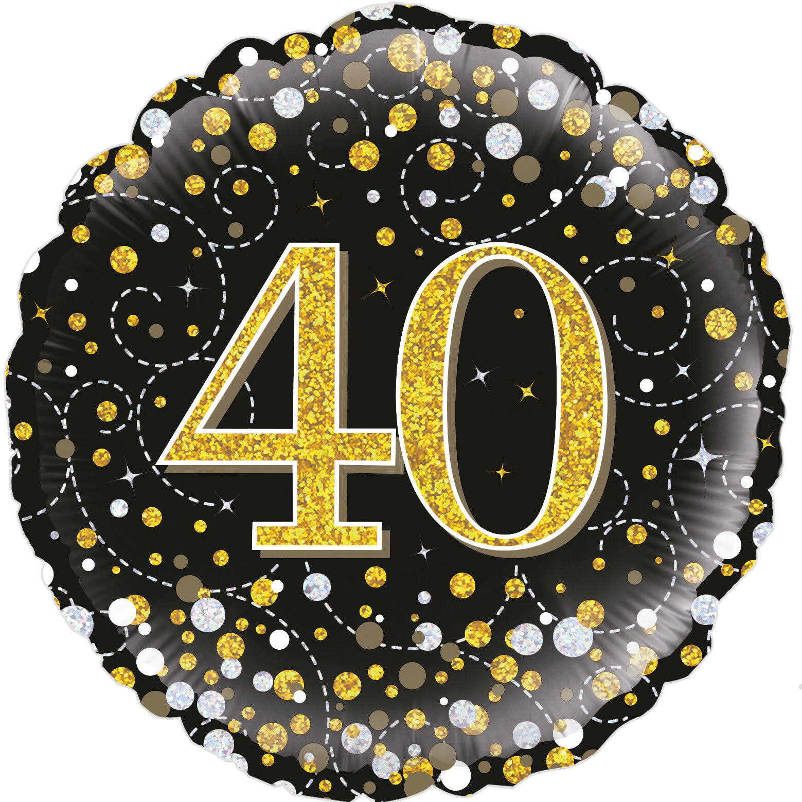 18" Black & Gold Fizz Foil 40th Birthday Balloon