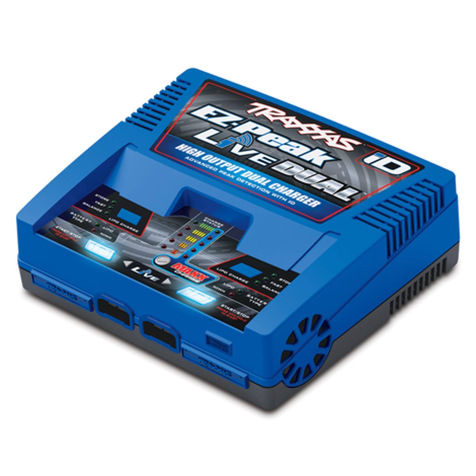 Traxxas EZ Peak Live Dual, 200W Multi-Chemistry Charger with ID, Blue