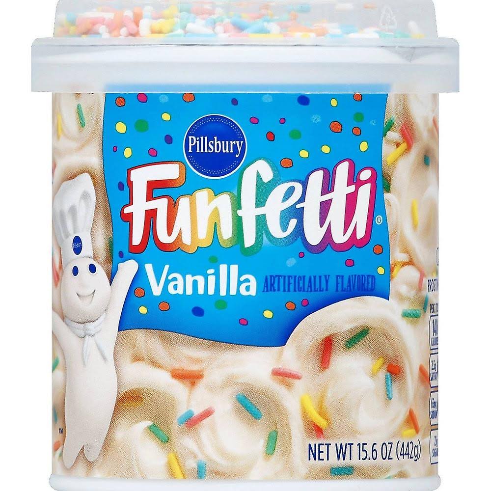 Pillsbury Funfetti Frosting, Vanilla flavored, 15.6 oz