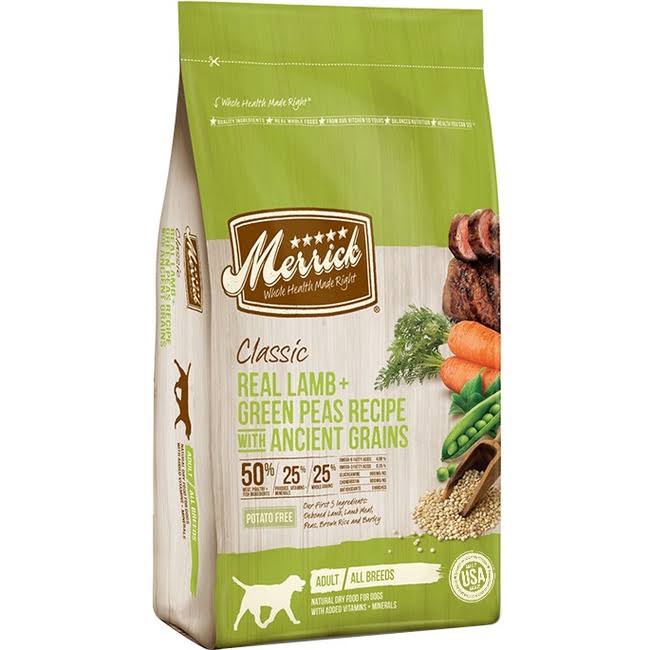 Merrick Classic Real Lamb + Green Peas Recipe with Ancient Grains Adult Dry Dog Food, 4-lb bag