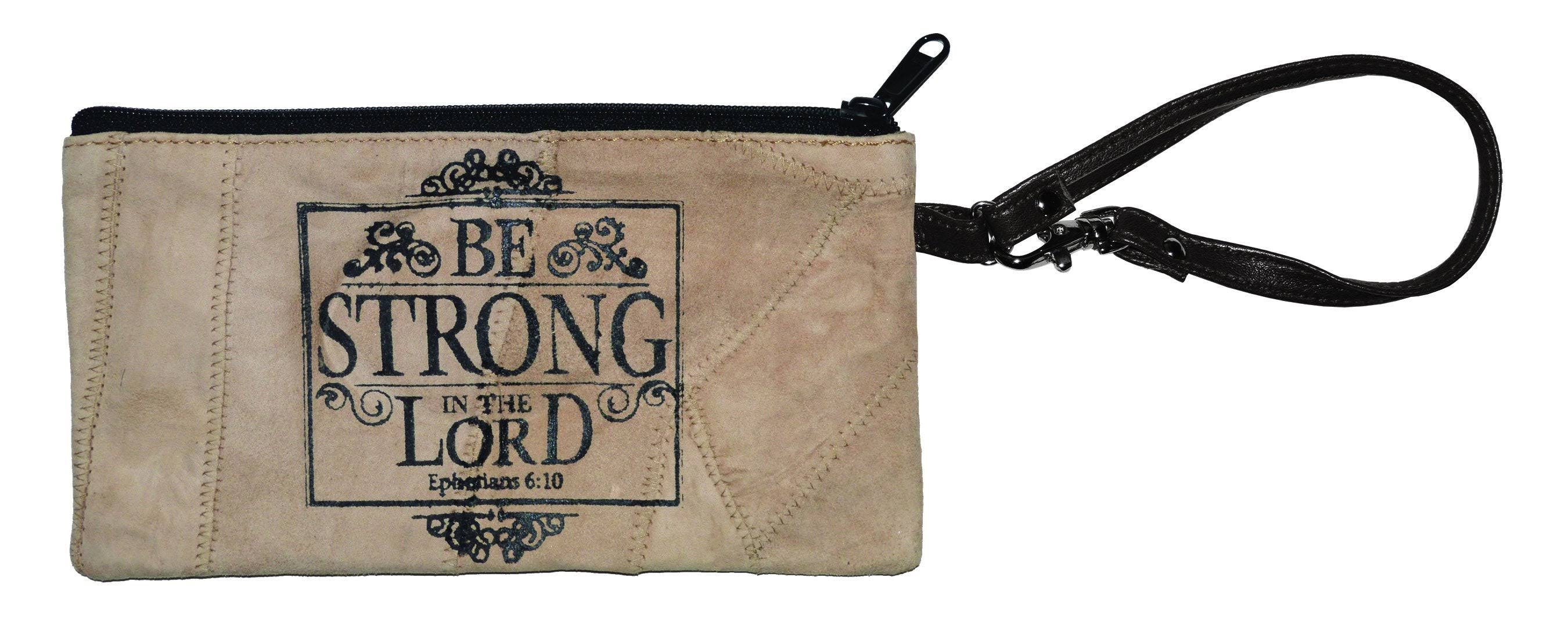 Divinity Boutique 79205 Wristlet - Leather - Be Strong in The Lord 8.5 x 5.4 in.