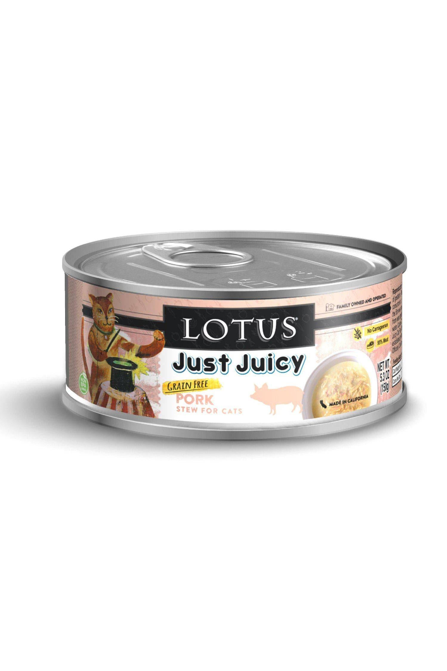 Lotus Just Juicy Pork Stew Canned Cat Food 5.3oz