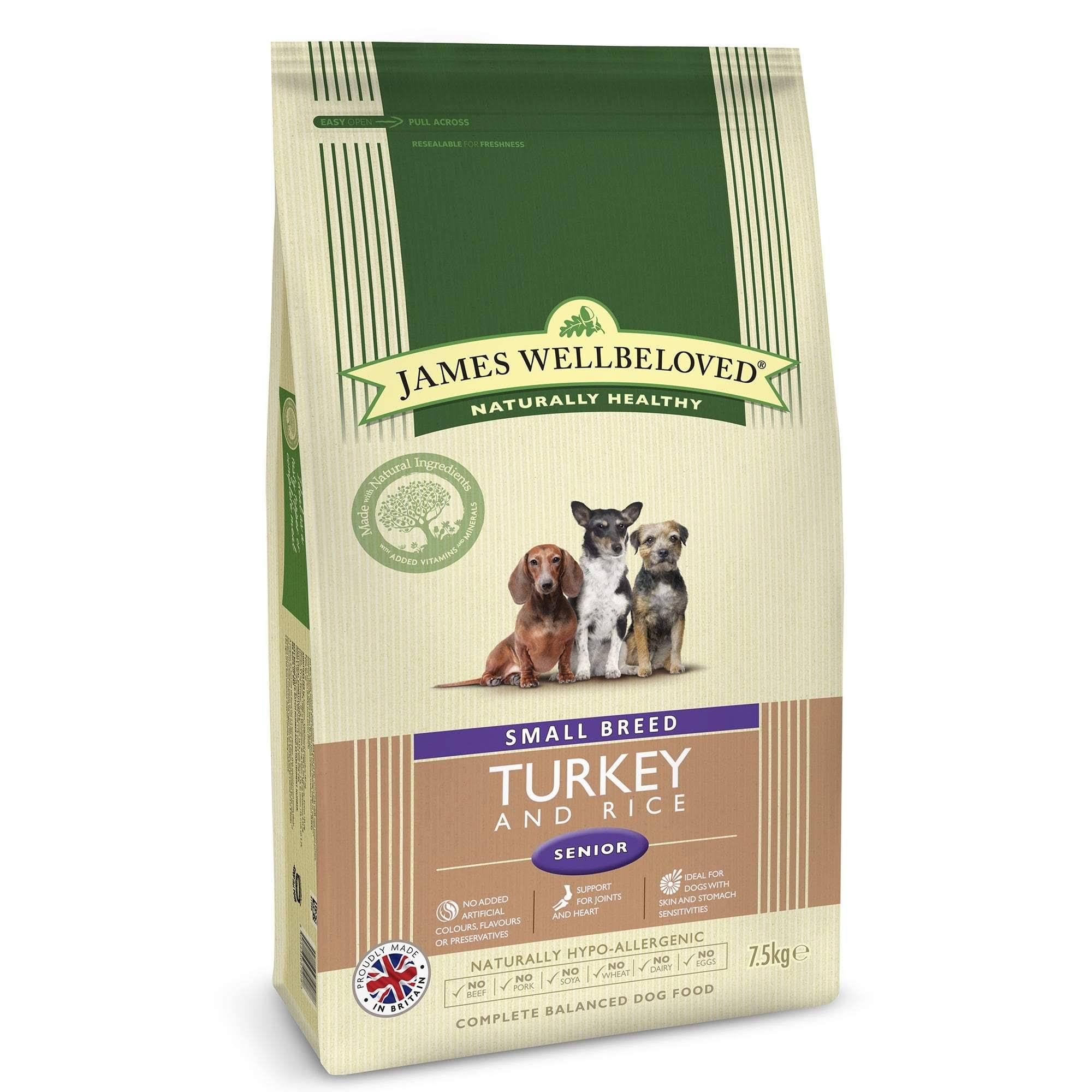 James Wellbeloved Small Senior Dog Food - Turkey and Rice, 1.5kg