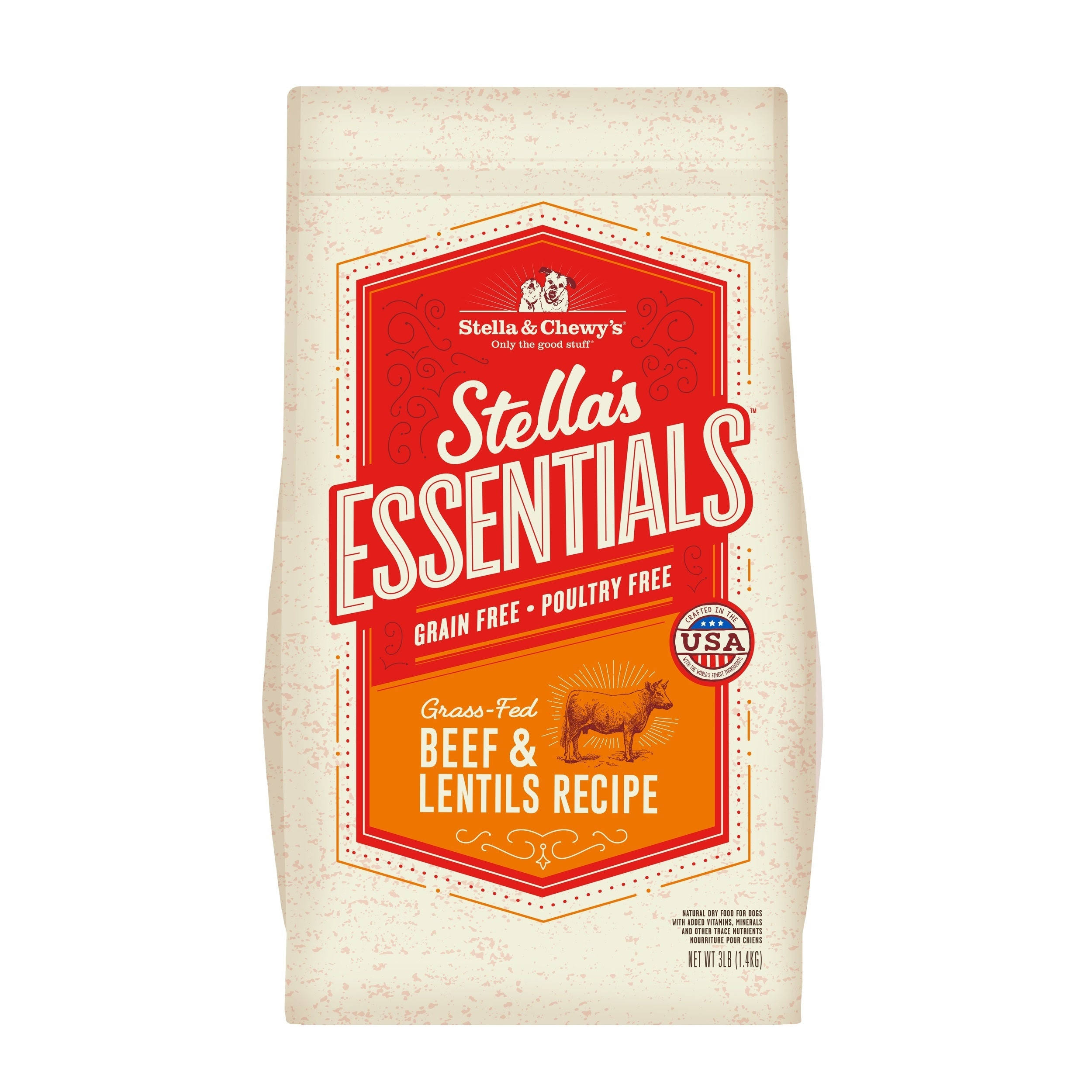Stella & Chewy's Essentials Grain-Free Grass-Fed Beef & Lentils Recipe Dog Food - 25-Lbs.