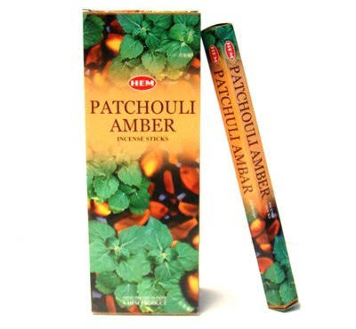 Hem Patchouli Amber Incense Sticks (Hex Tubes - 20 Sticks)
