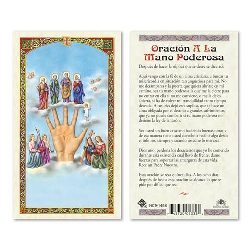 Oracion A La Mano Poderosa Laminated Prayer Card-Single from San Francis Imports | Discount Catholic Products