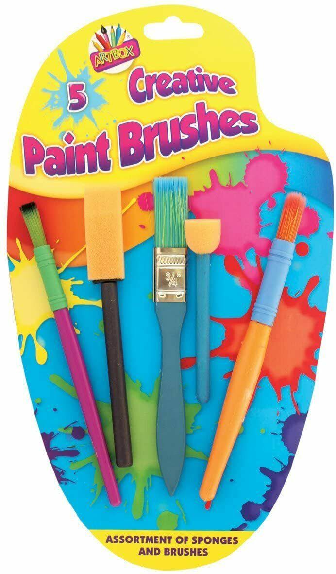 5 Creative Paint Brush Set - Sponge Glue Brushes for Kids Art Craft Painting
