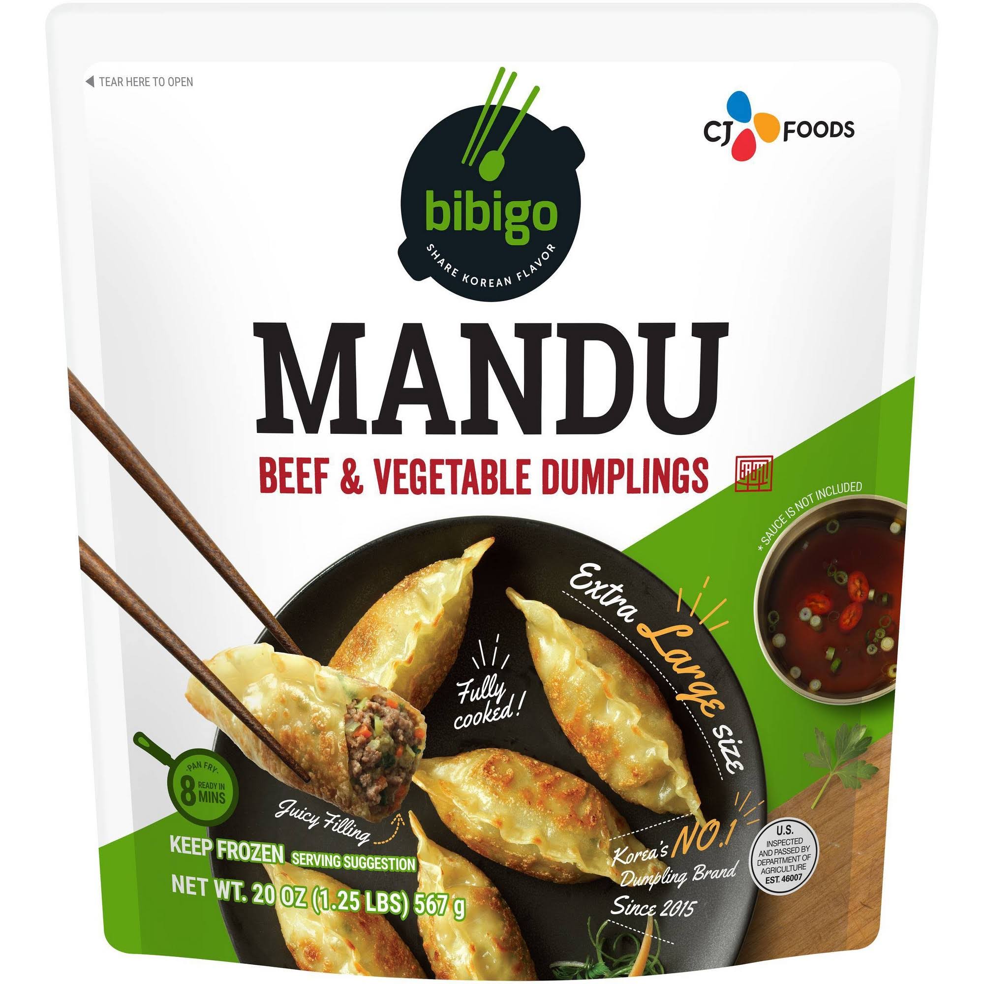 Bibigo Mandu, Beef & Vegetable, Extra Large Size - 20 oz