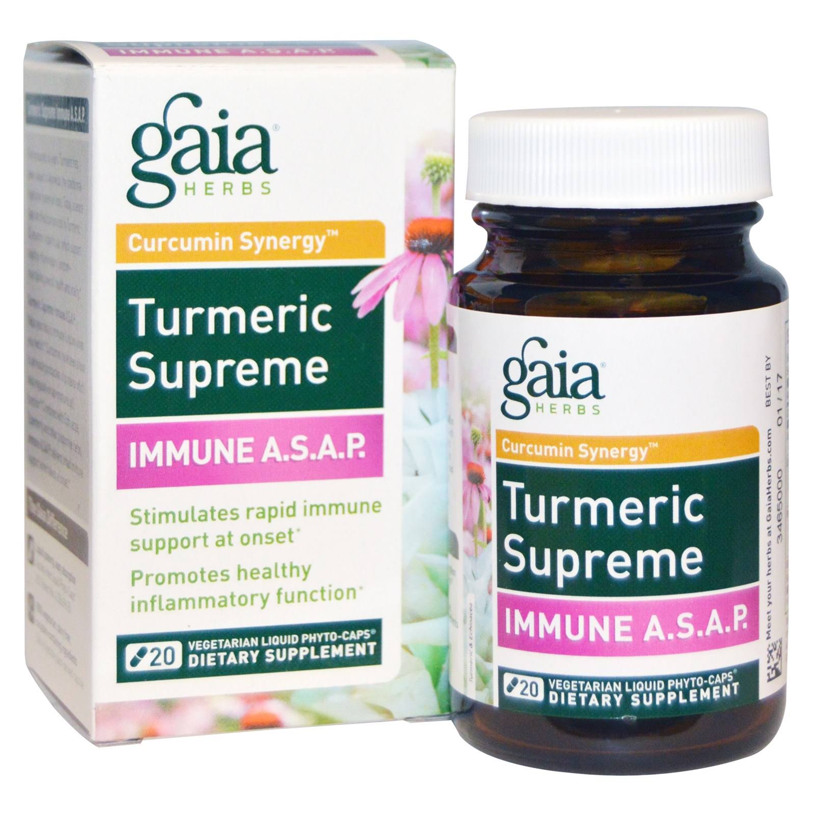 Gaia Herbs Turmeric Supreme: Immune A.S.A.P. 20 Caps