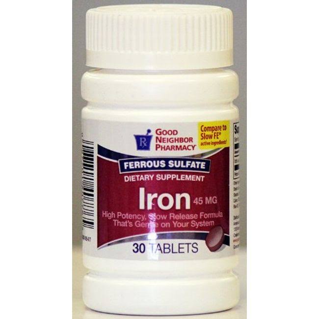 GNP Iron Slow Release Tablets 45mg, 30 Tablets