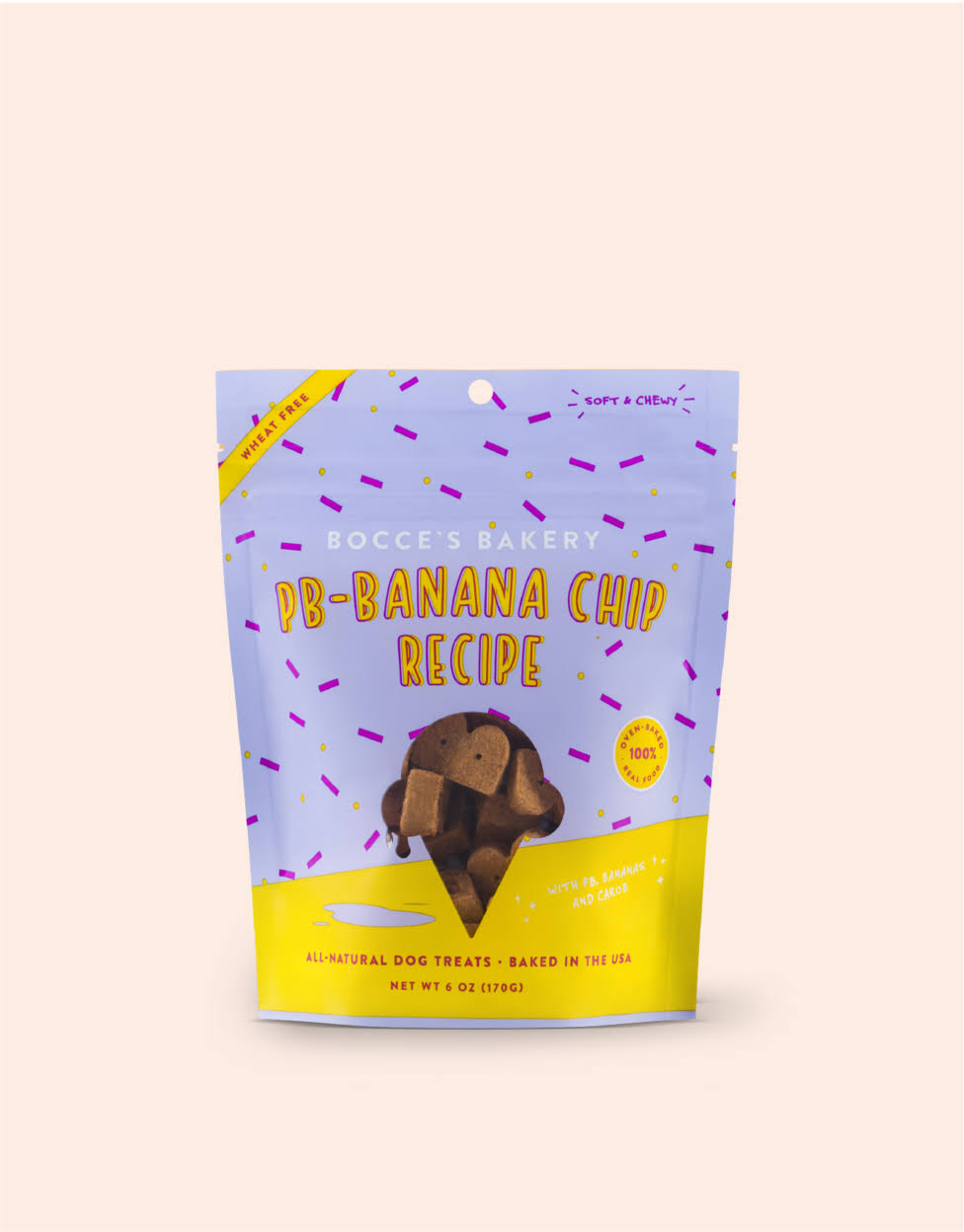 Bocce’s Bakery Scoop Shop PB-Banana Chip Soft & Chewy Dog Treats, 6-oz