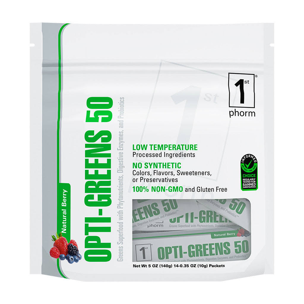 Opti-Greens 50 Stick Packs | Green Superfood Powder Packets | Immunity Booster | Probiotics | Nutritional Supplements by 1st Phorm