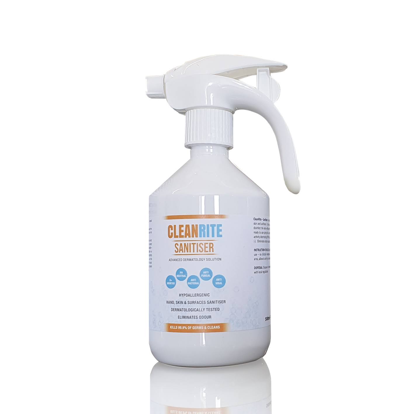 Cleanrite Hypoallergenic Sanitiser - 500ml Spray Bottle
